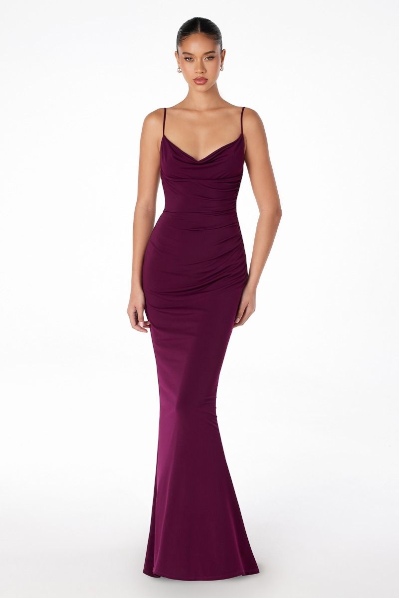U-back mermaid dress with lace and spaghetti straps-7