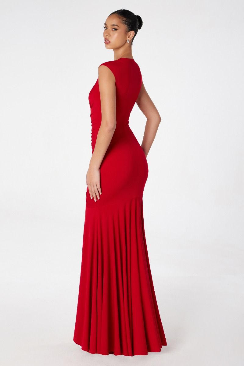 Mermaid dress V-neckline covered back-4