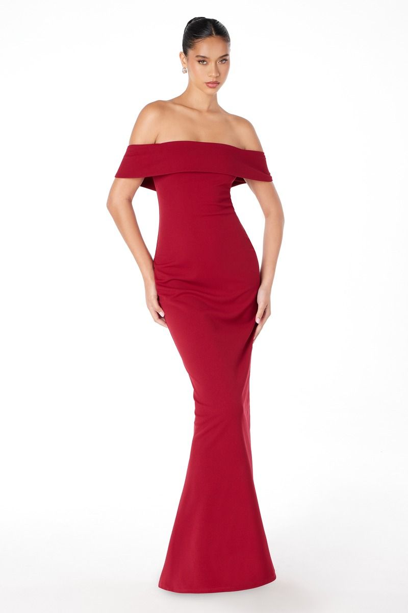 Mermaid dress with boat neck and zipper on the back-4