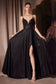 A-line dress with deep V-neck and spaghetti straps-4