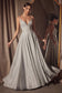 A-line dress with deep V-neck and spaghetti straps-9