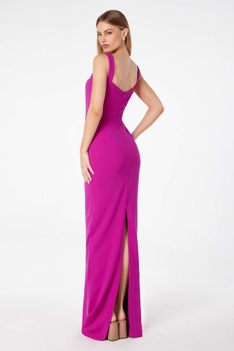 Mermaid dress with square neckline, straps and square back-4