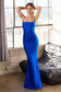 Mermaid dress with square neckline, spaghetti straps and corset back-5