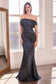 Straight Neckline Off-The-Shoulder Shiny Bodycon Dress-2