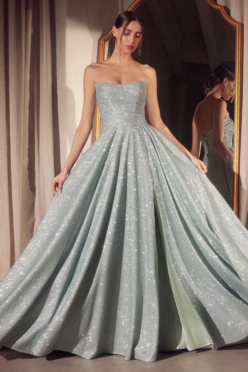Strapless A-line dress with round neckline and bodice-7