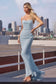 Strapless scoop neckline bodycon dress with a beautifully gathered bodice and hip line-3