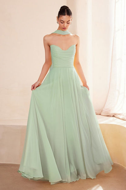 Strapless sweetheart neckline A-line dress-8