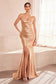 Strapless V-neck bodycon dress-3