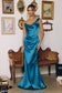One Shoulder Stretch Satin Gown-7