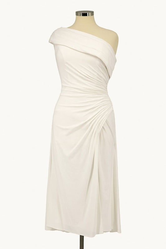 Asymmetric Midi Wedding Dress-0