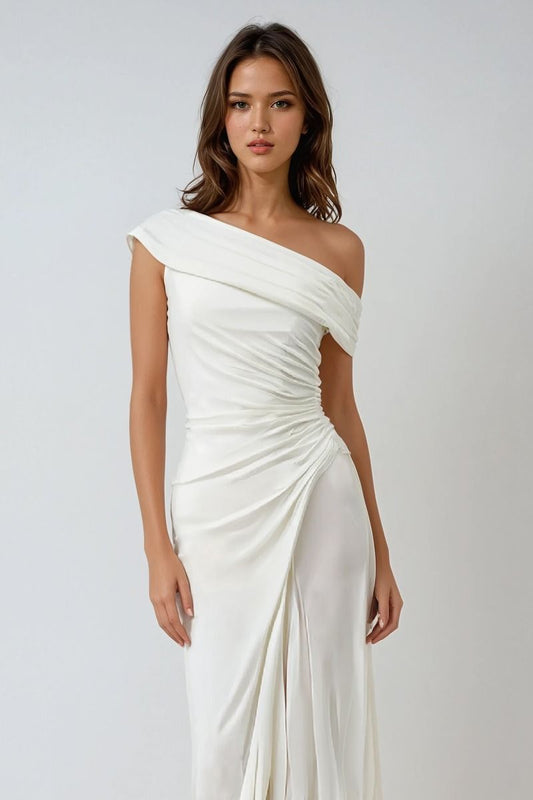 Asymmetric Wedding Dress With Leg Opening-0