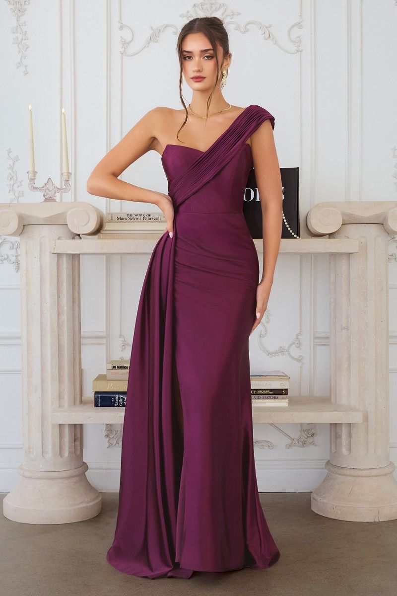 Elegant Draped Satin Eevening Gown-4