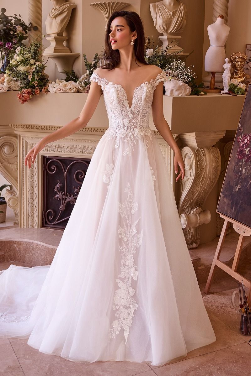 CAP SLEEVE BRIDAL BALL GOWN CDWL038-0