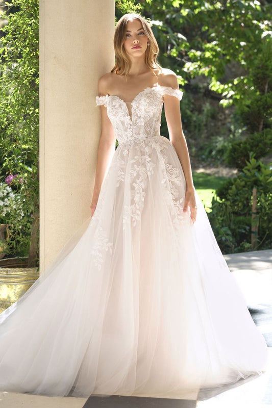 Dress Off-The-Shoulder Neckline And A Sheer, Lace-Appliqued Bodice-0