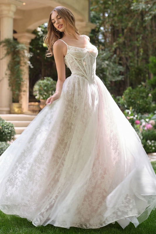 Tulle And Floral Strapless Wedding Ball Gown-0