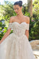 Wedding Ball Gown Illusion Bodice Adorned With Cascading Floral Appliqué-4