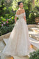 Wedding Ball Gown Illusion Bodice Adorned With Cascading Floral Appliqué-1