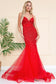 Mermaid Tulle Skirt Embroidered Lace Long Prom Dress ACSU066-8