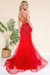 Mermaid Tulle Skirt Embroidered Lace Long Prom Dress ACSU066-9