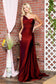 One Shoulder Fit & Flare Lycra Eleganr Side Cape Long Prom Dress AC387-8