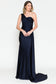 One Shoulder Fit & Flare Lycra Eleganr Side Cape Long Prom Dress AC387-15