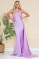 One Shoulder Fit & Flare Lycra Eleganr Side Cape Long Prom Dress AC387-14