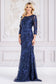Embroidered Lace Trumpet Sheer 3/4 Sleeves Long Mother Of The Bride Dress AC7045 Sale-3