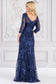 Embroidered Lace Trumpet Sheer 3/4 Sleeves Long Mother Of The Bride Dress AC7045 Sale-4