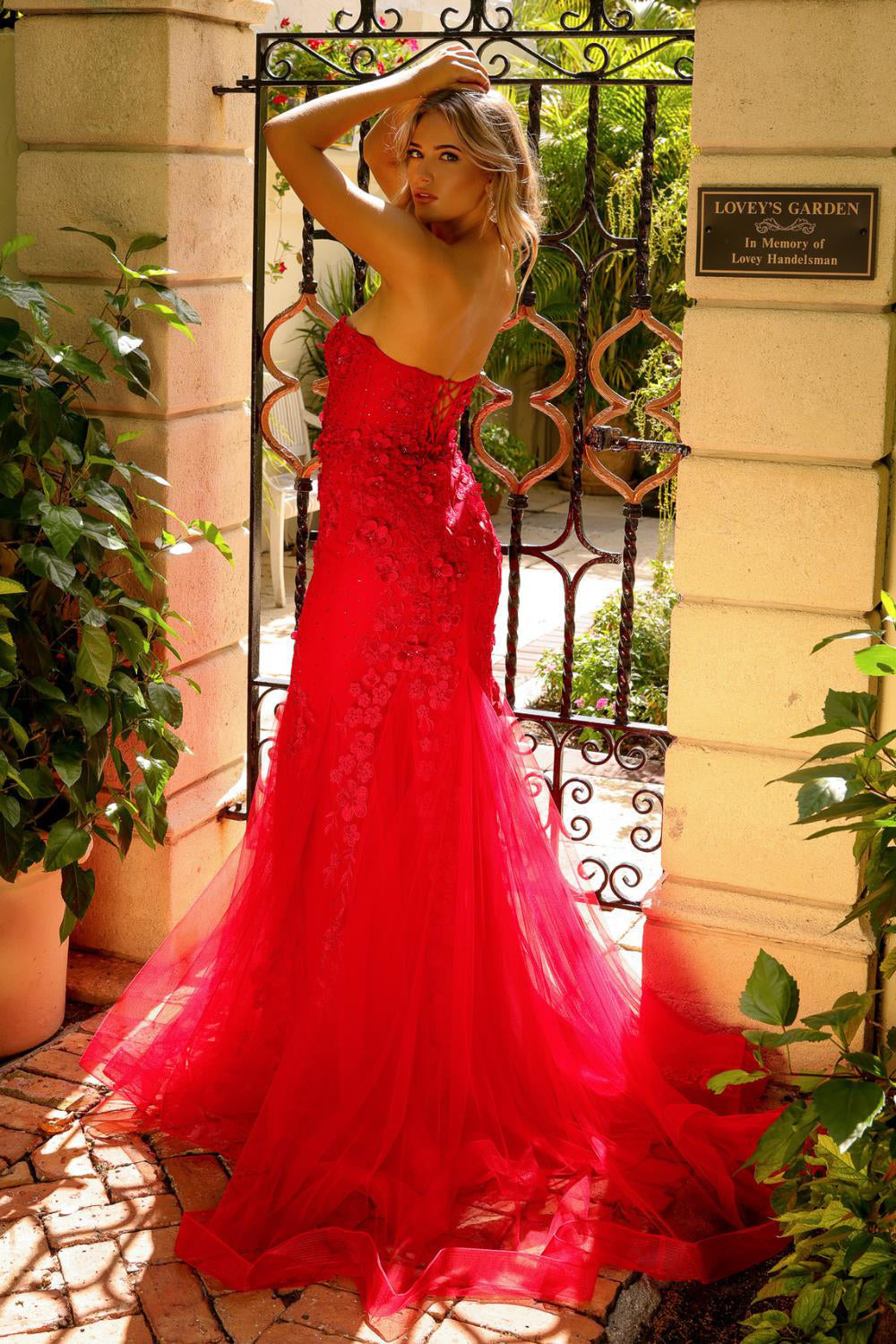 Embroidered Lace Tulle Skirt Strapless Sweetheart Long Prom Dress ACSU081-1