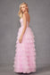 Ruffle Tulle With A Deep Lace Corset Bodice And Lace Up Back Prom Dress JTJT2458A-1