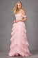 Ruffle Tulle Lace Sequin Off Shoulder Sheer Corset Bodice Long Prom Dress JTJT2467K-7