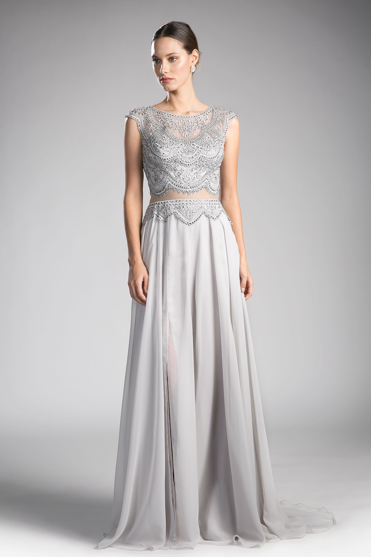 Beaded Lace Chiffon Dress-6