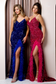 Embroidered Sequin Feather Skirt Side Slit Long Prom Dress NXR1059-12