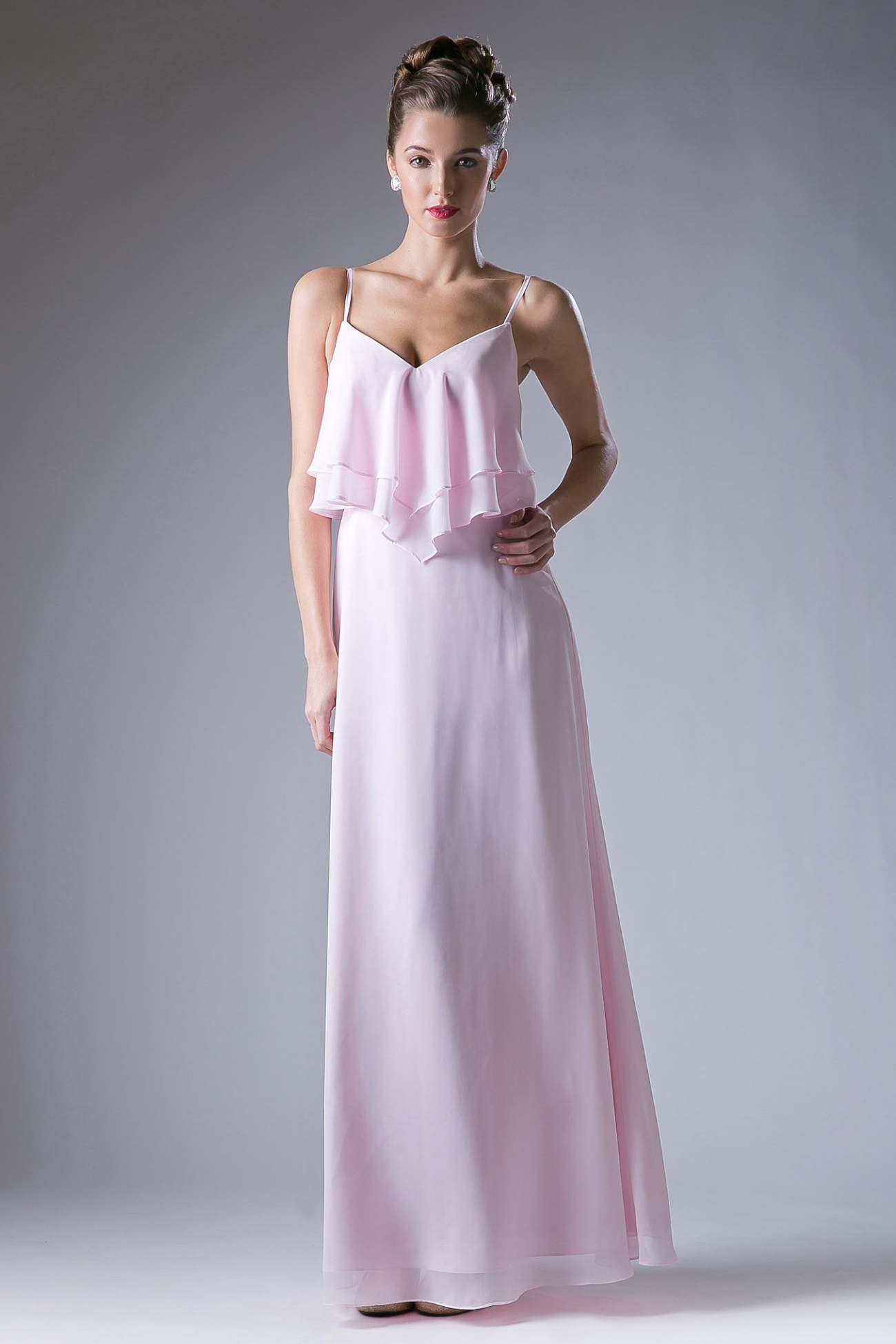 Chiffon Sheath Dress with a V Neckline-6