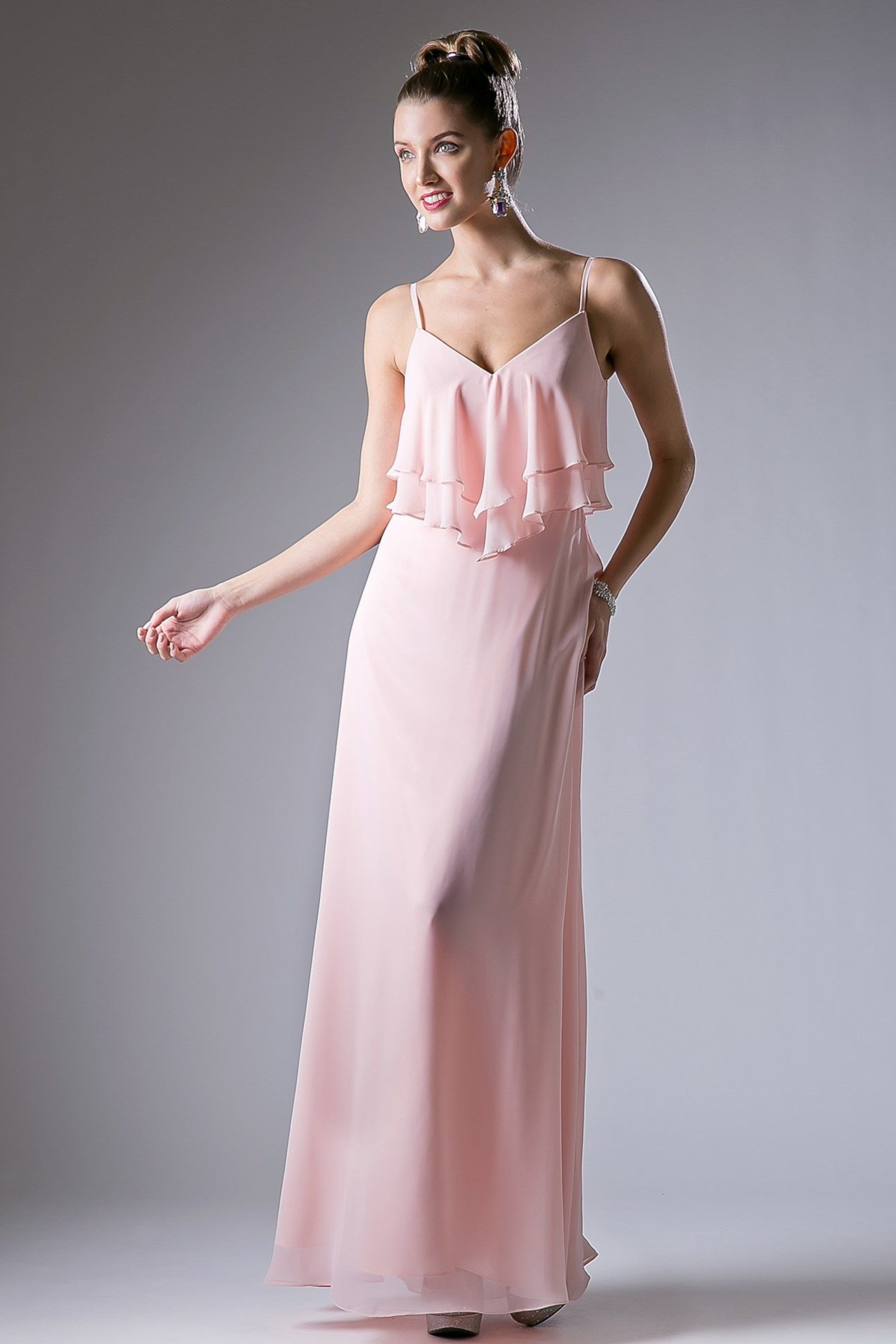 Chiffon Sheath Dress with a V Neckline-5