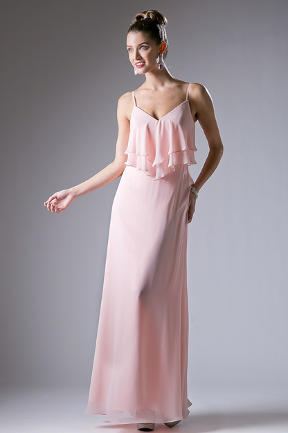 Chiffon Sheath Dress with a V Neckline-5