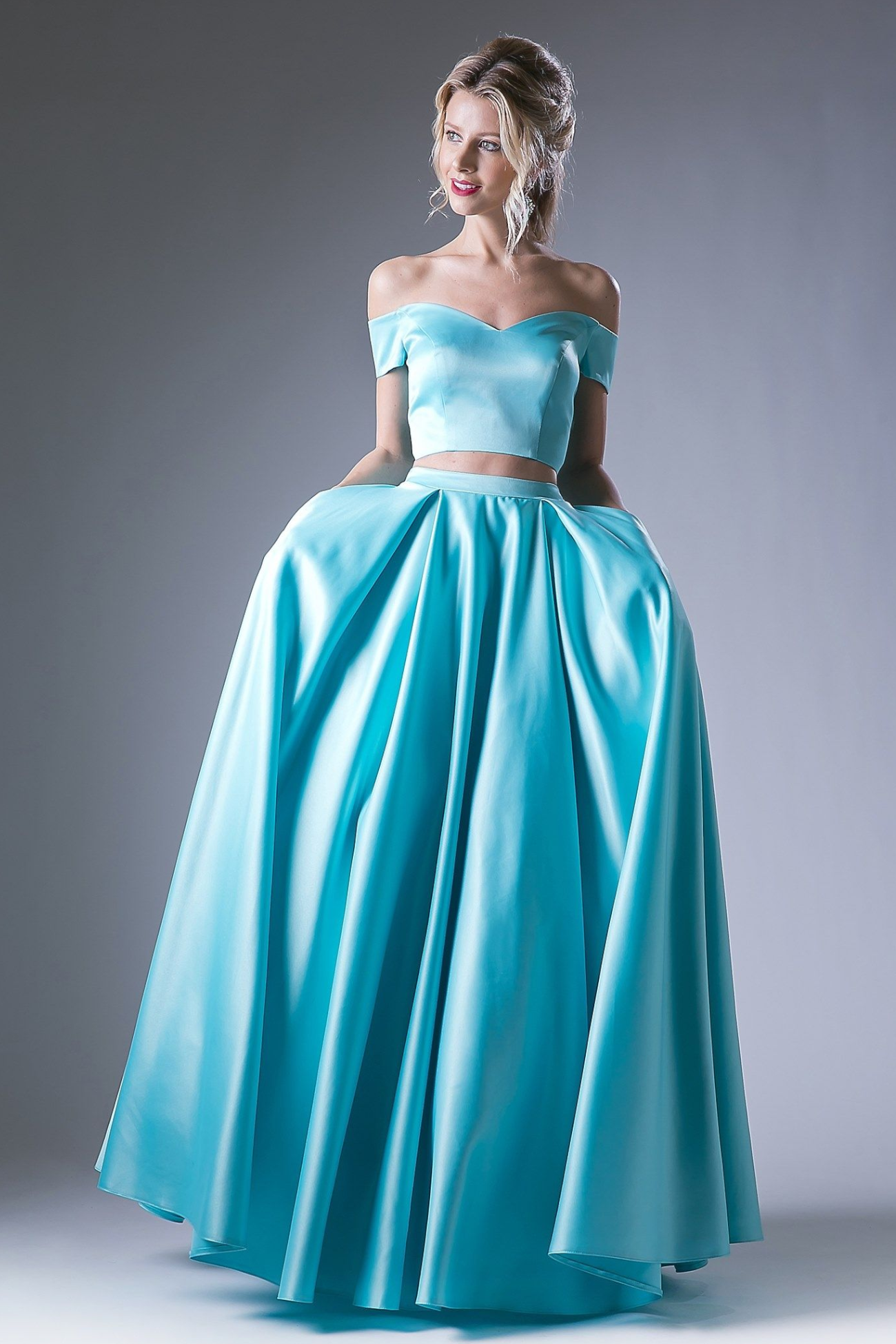 Off Shoulder Gown with a Ball Gown Skirt-0