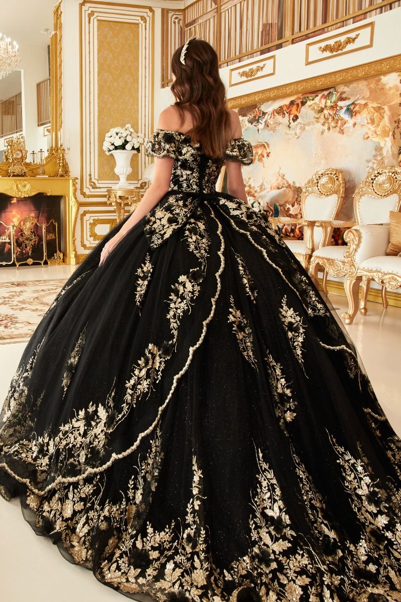 Floral Off The Shoulder Quince Ball Gown-10