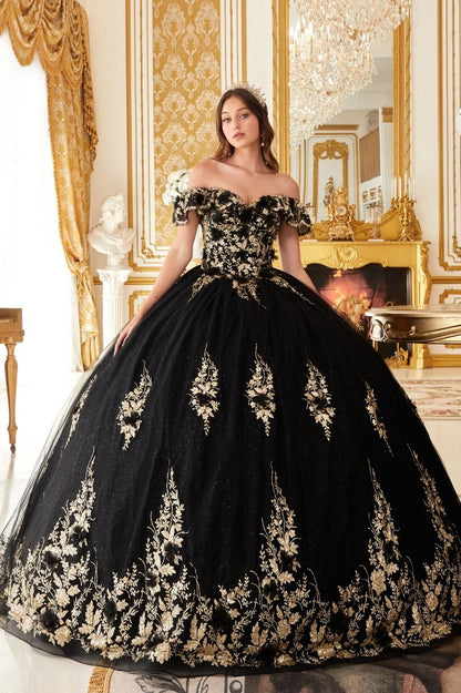 Floral Off The Shoulder Quince Ball Gown-0