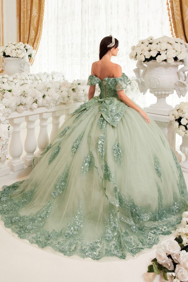 Floral Off The Shoulder Quince Ball Gown-12