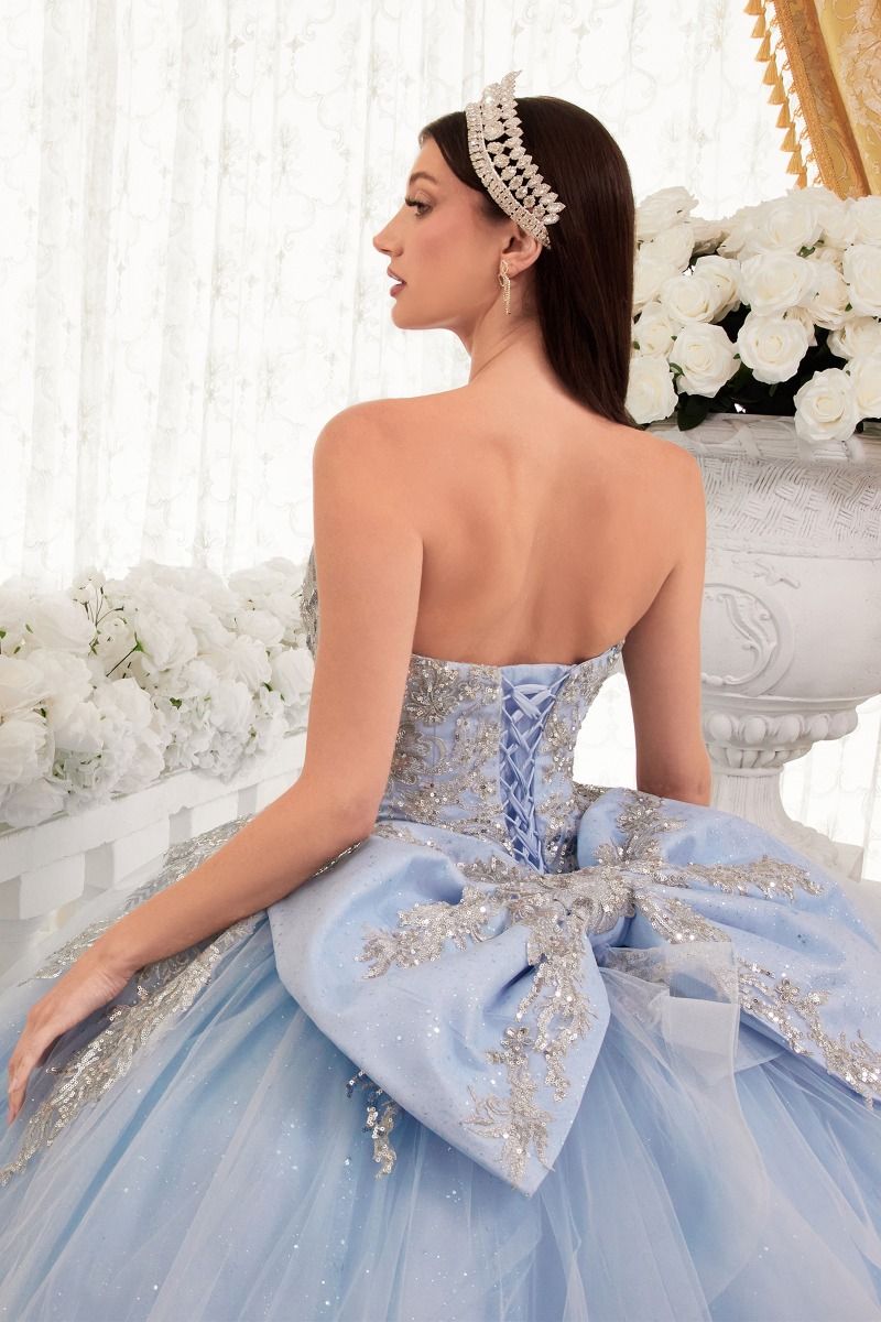 STRAPLESS LAYERED BALL GOWN WITH BOW DETAIL CD15715-4