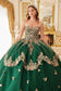 STRAPLESS LAYERED TULLE EMERALD BALL GOWN CD15721-1