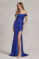 Off Shoulder Embroidered Sequins Open Back Long Prom Dress NXR1203-0