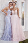 Embroidered Lace Glitter Illusion V-Neck Long Prom & Bridesmaid Dress NXT1010-0