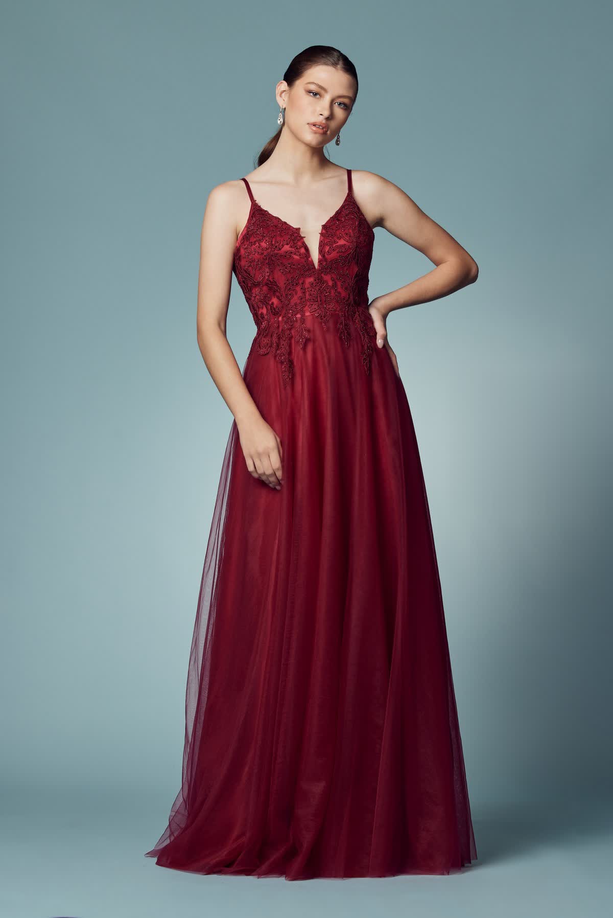 Embroidered Bodice Long Prom & Bridesmaid Dress NXR357-0