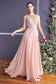 A-Line Chiffon Gown With Lace Embellished Bodice.-0