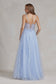 Embroidered Applique Open Corset Back Spaghetti Straps Long Prom Dress NXT1084-1