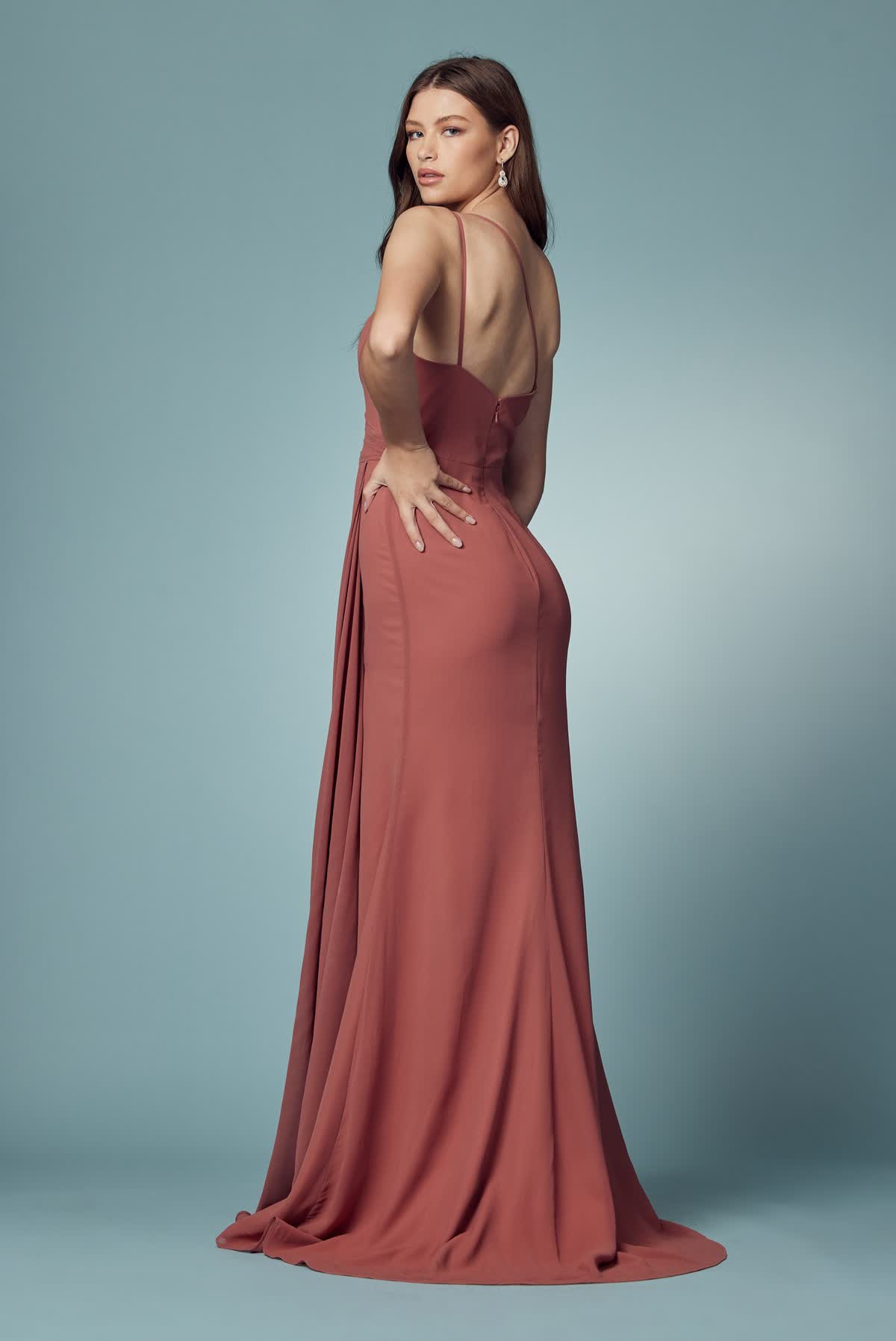 High Slit One Shoulder Long Bridesmaid & Evening Dress NXE1005-2