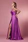 Double Breasted Spaghetti Straps High Slit Long Bridesmaid Dress NXR1029-10