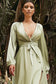 Curve Satin Modest Dress Plus Size A-line Silhouette with High Leg Slit Closed Shoulder Prom & Bridesmaid Gown CD7475C-7